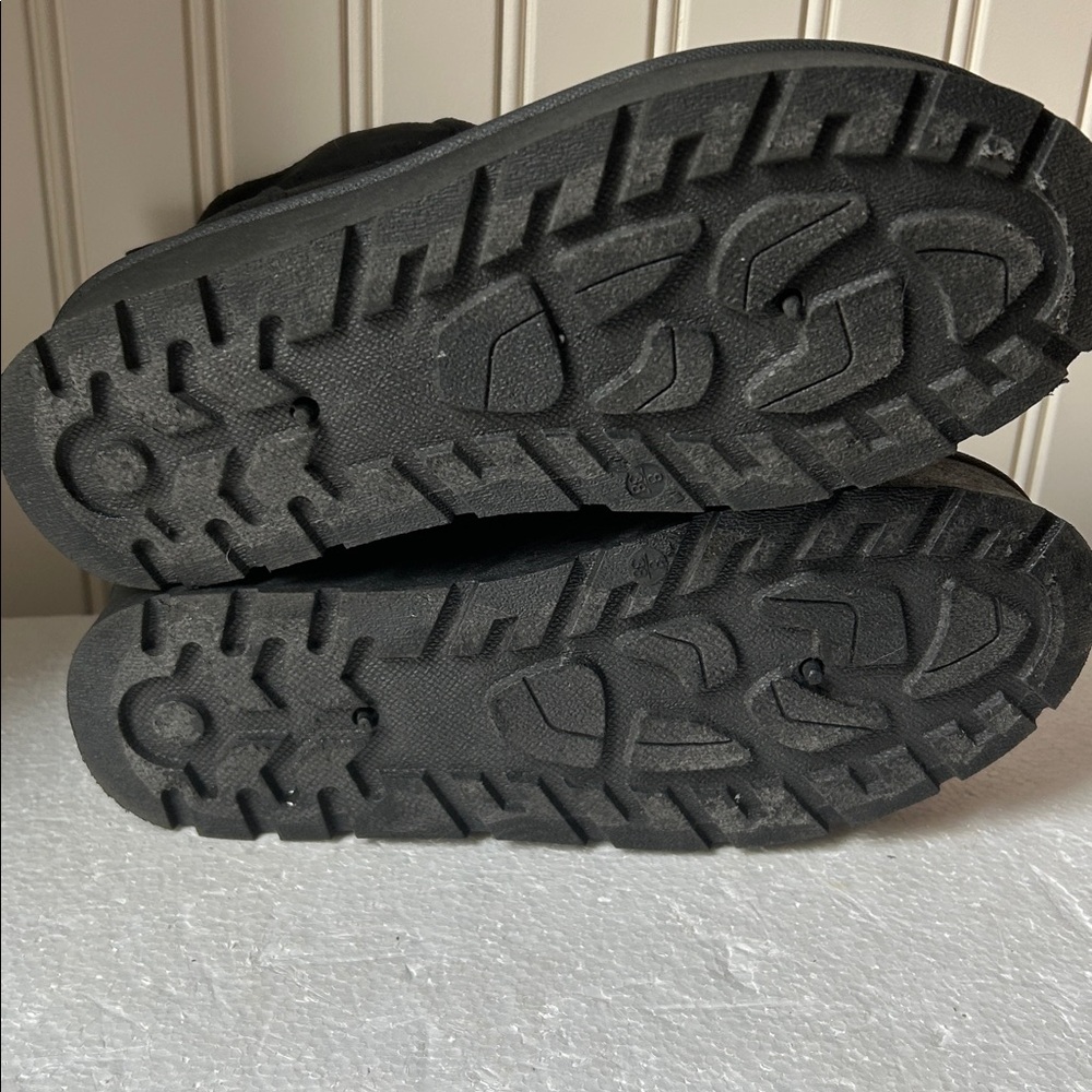 Rouge Helium Platform Black Suede Ankle Boots ZipUp front faux fur lined size 8 - Picture 8 of 17
